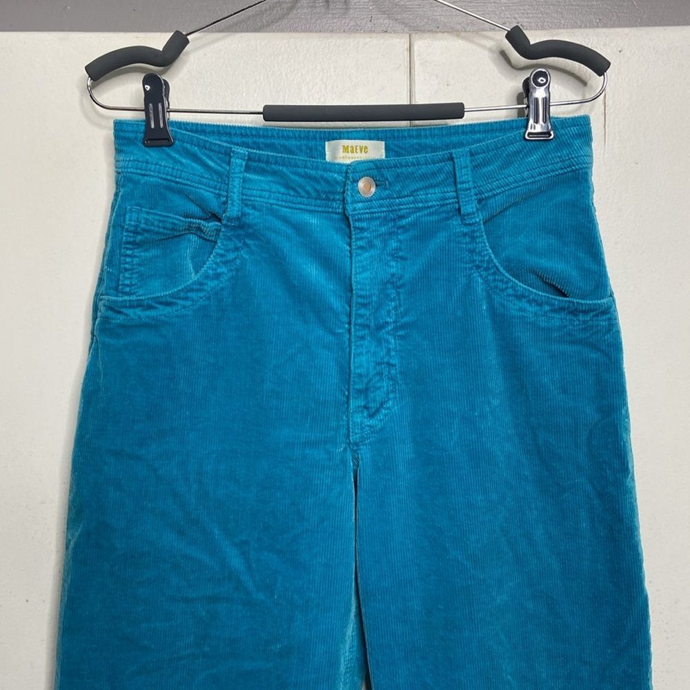 Maeve Anthropologie Women Corduroy High Rise Tapered Pants Teal Blue Size 27 - Picture 4 of 10